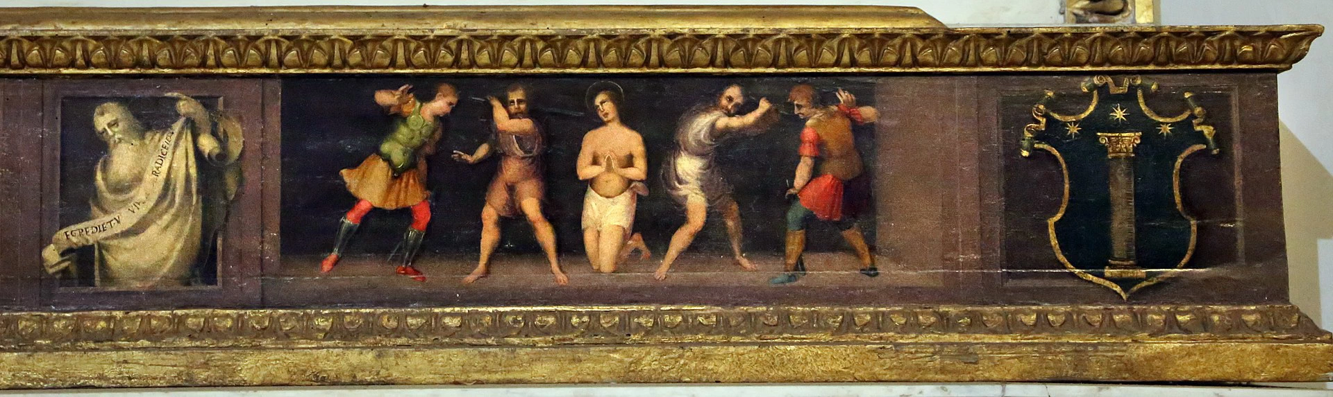 Predella all'adorazione dei pastori di Santi di Tito - flagellazione, San Giuseppe Firenze